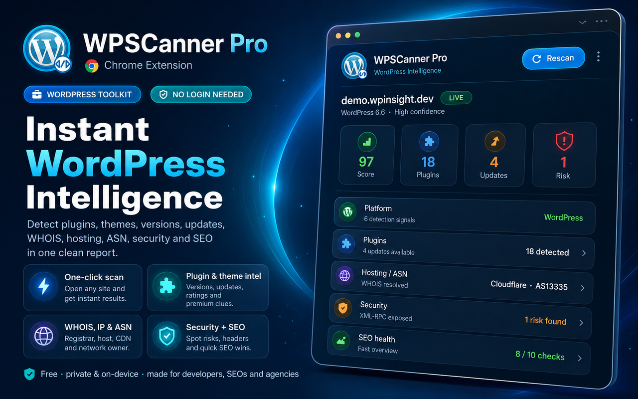 WPScanner Pro – WordPress Detector & Intelligence